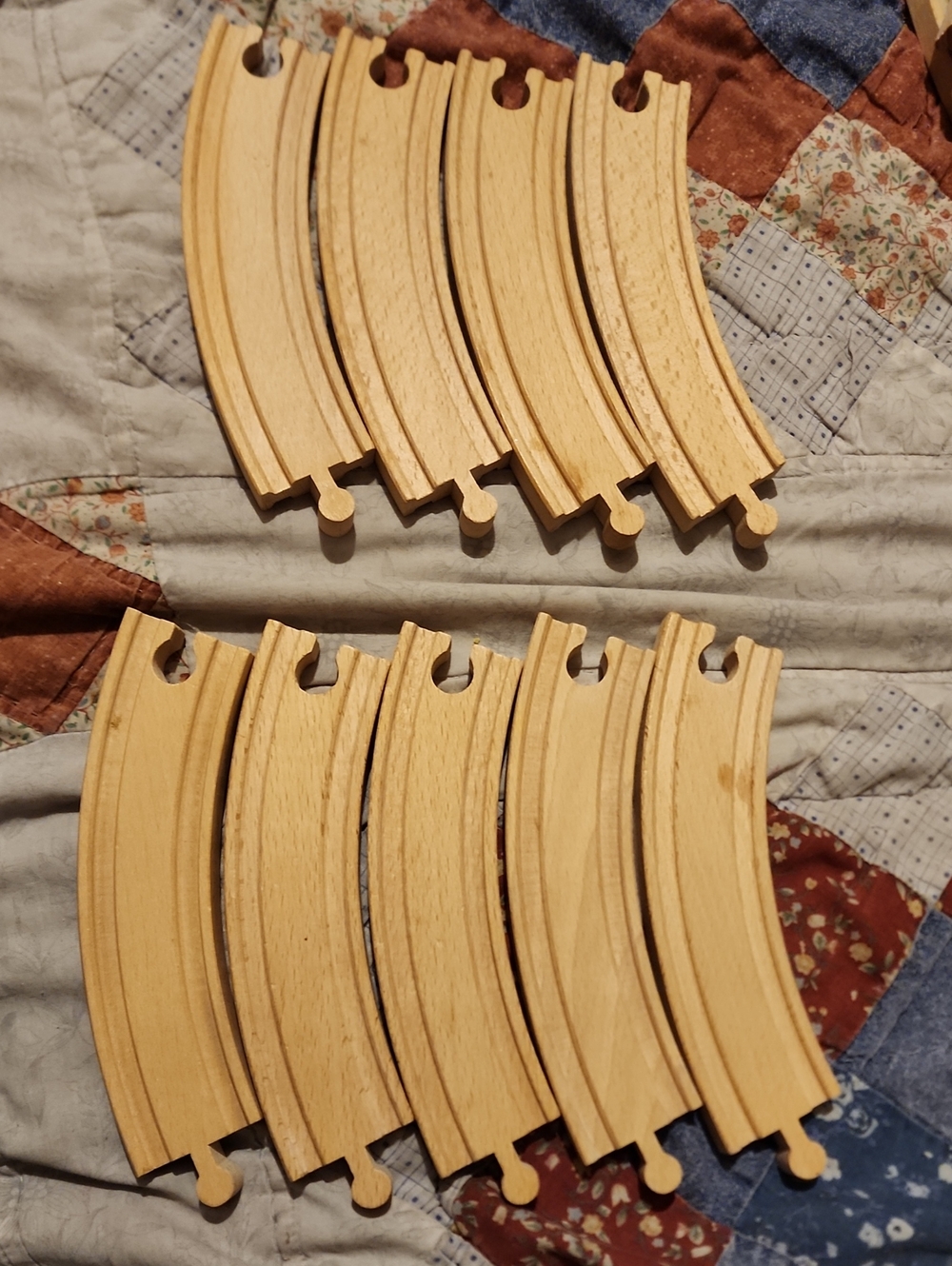 Set Of 9 Vintage Brio Wooden Curved Train Tracks